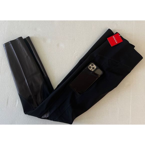 Spanx 20193R Women Sz M Very Black Every Wear Gloss Pockets Leggings - Picture 7 of 8